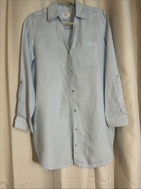 Sigrid Olsen Pale Blue 100% Linen Oversized Tunic